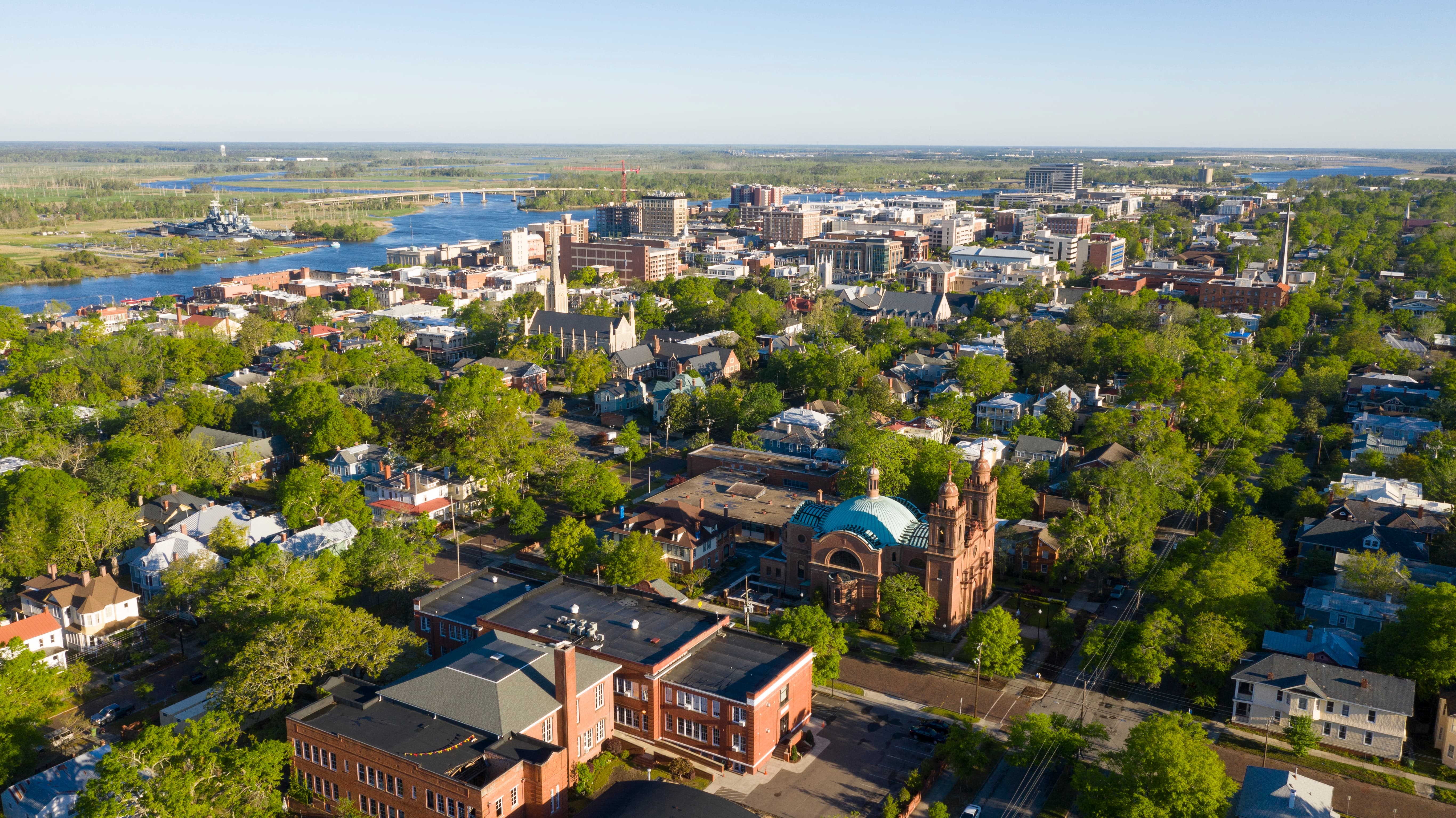 Aerial view of Downtown in Wilmington, North Carolina