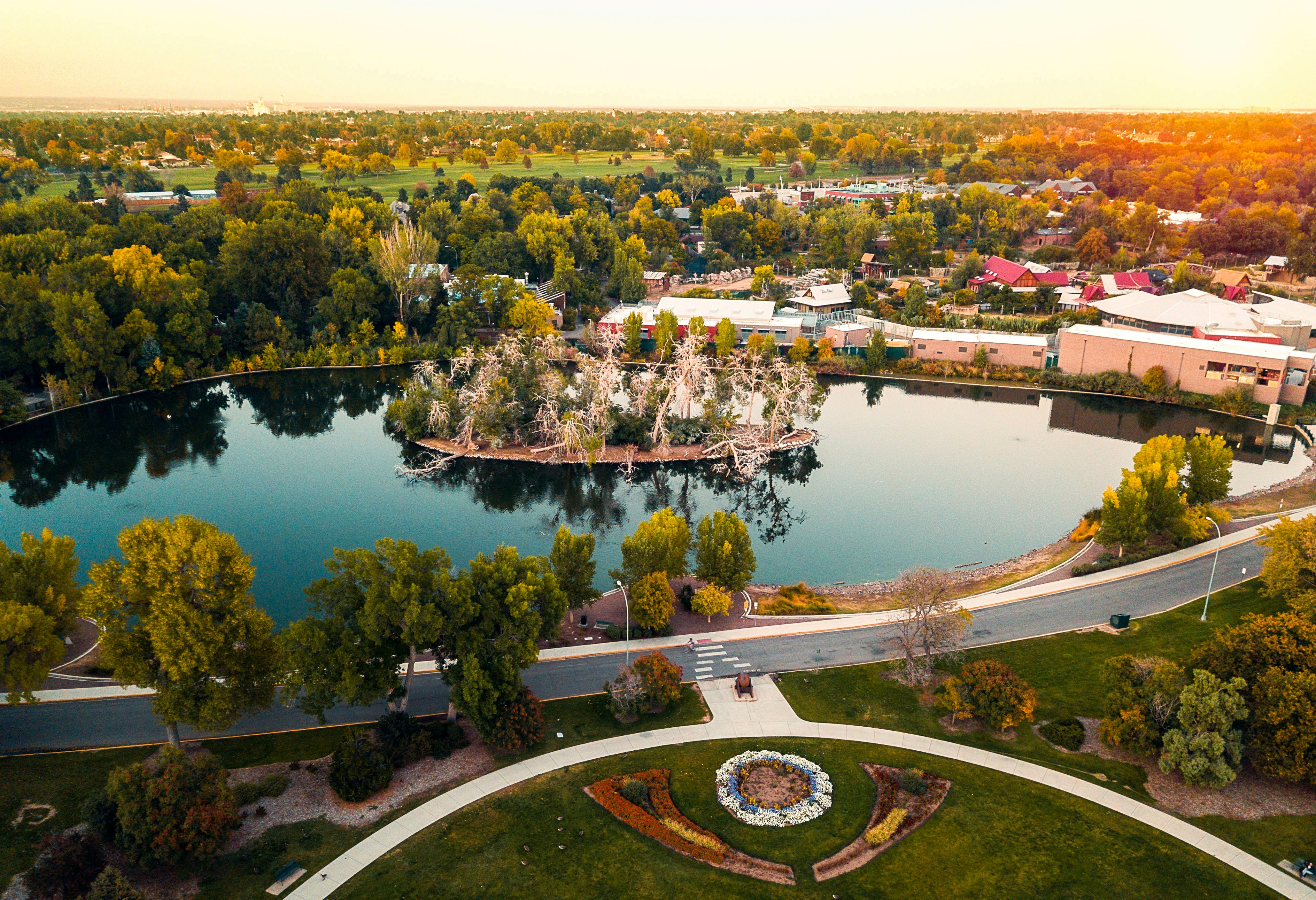 Aerial photo of Denver city park Duck Lake