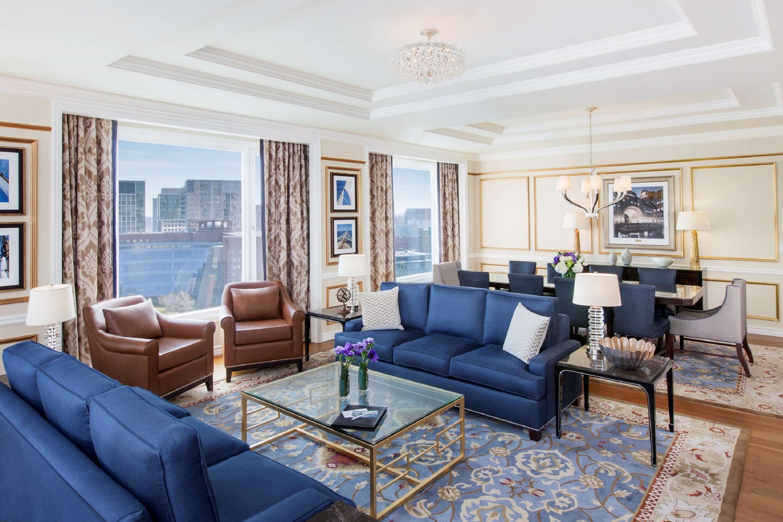 Living room view of Boston Harbor Hotel