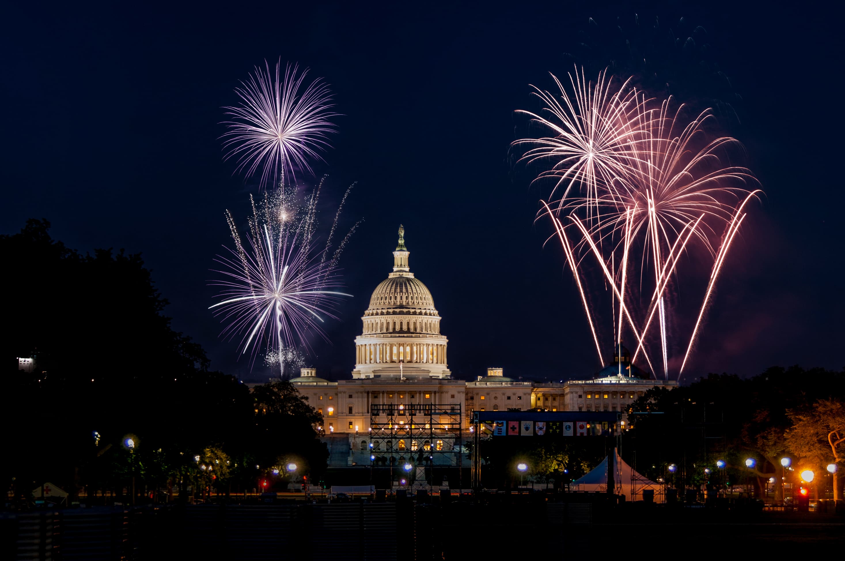 US Capitol in Washington and fireworks