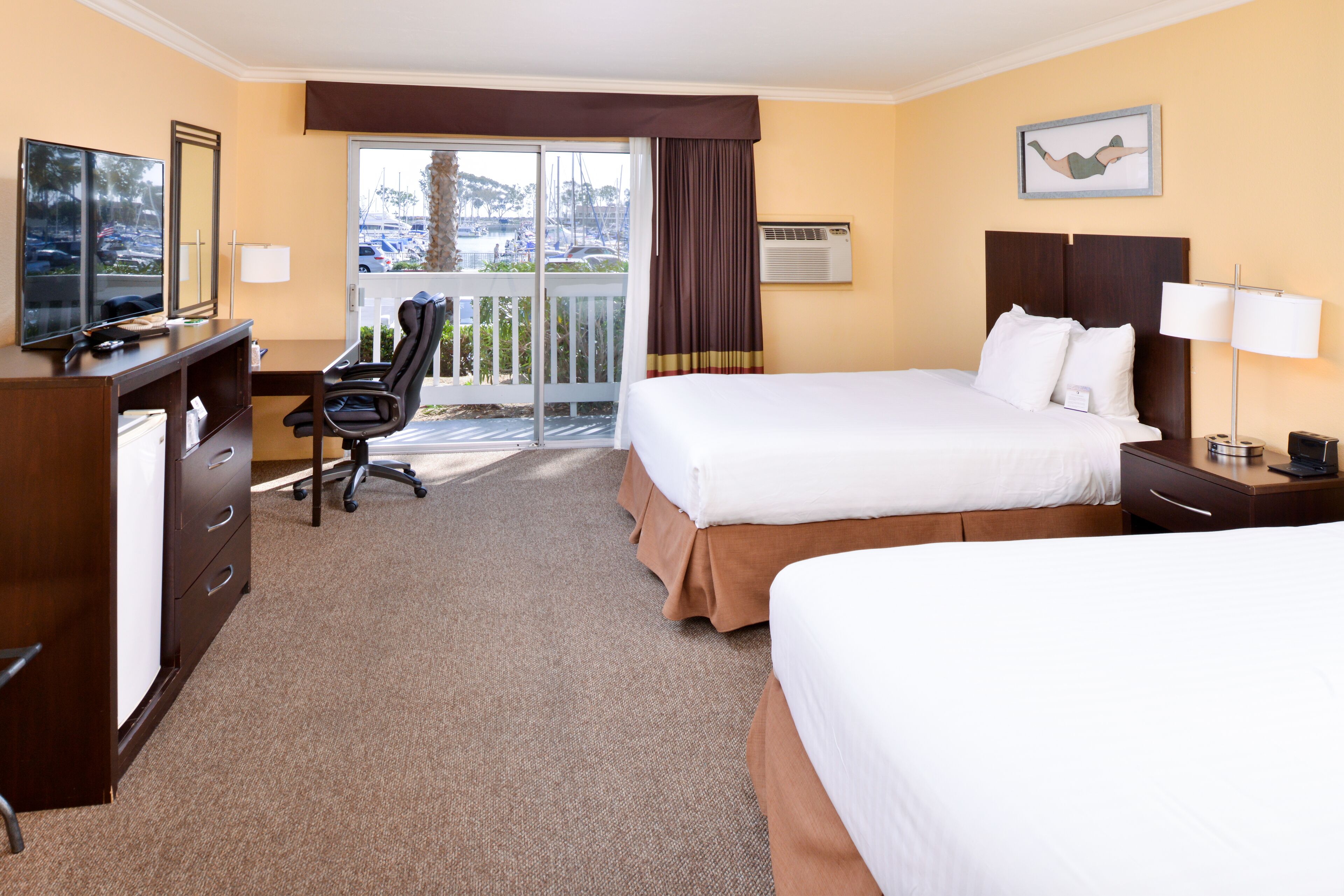 Deluxe room, 2 queen beds, harbor view, Dana Point Marina Inn