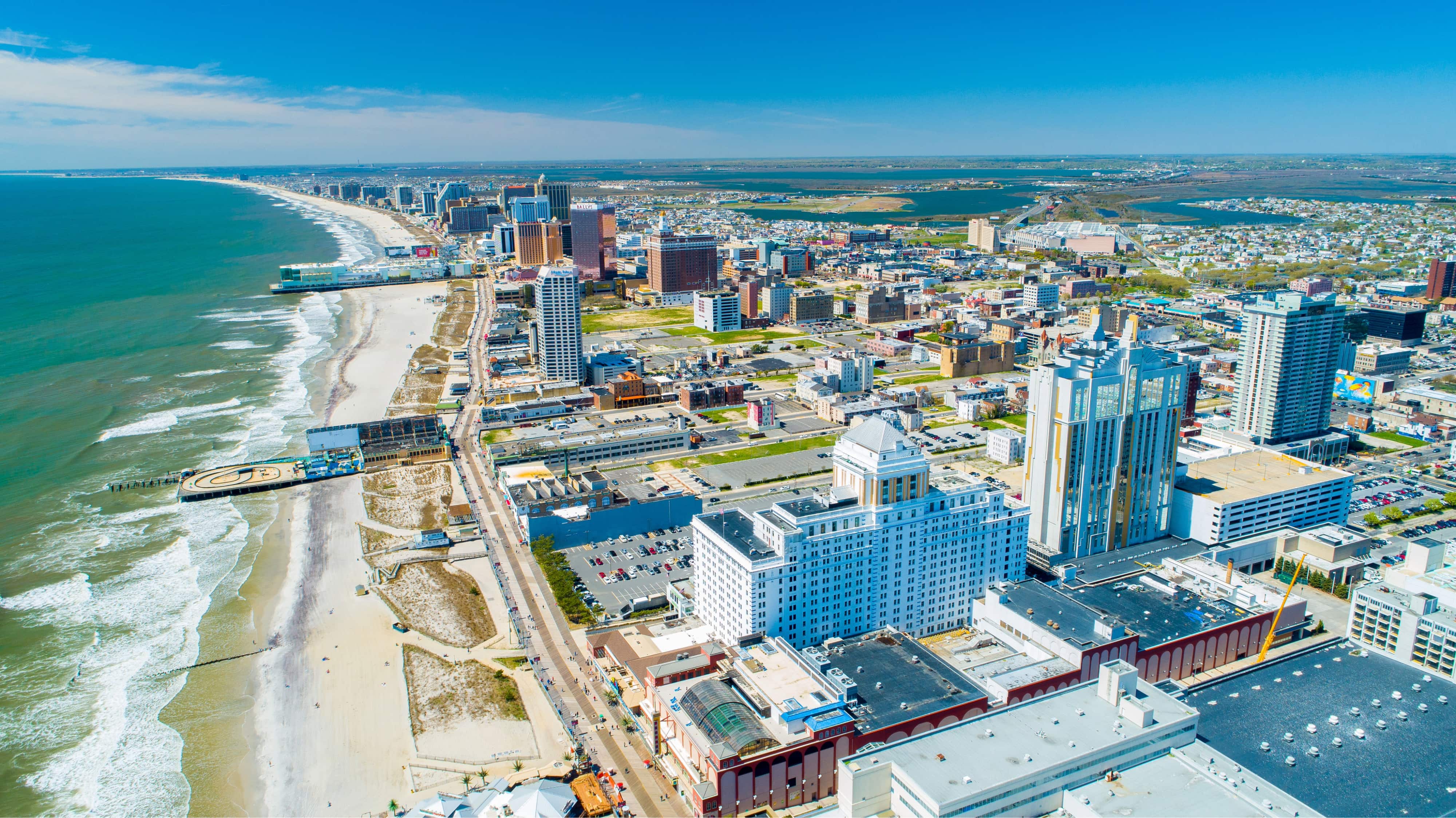 Aerial View of Atlantic City Boardwalk and Steel Pier, New Jersey, USA