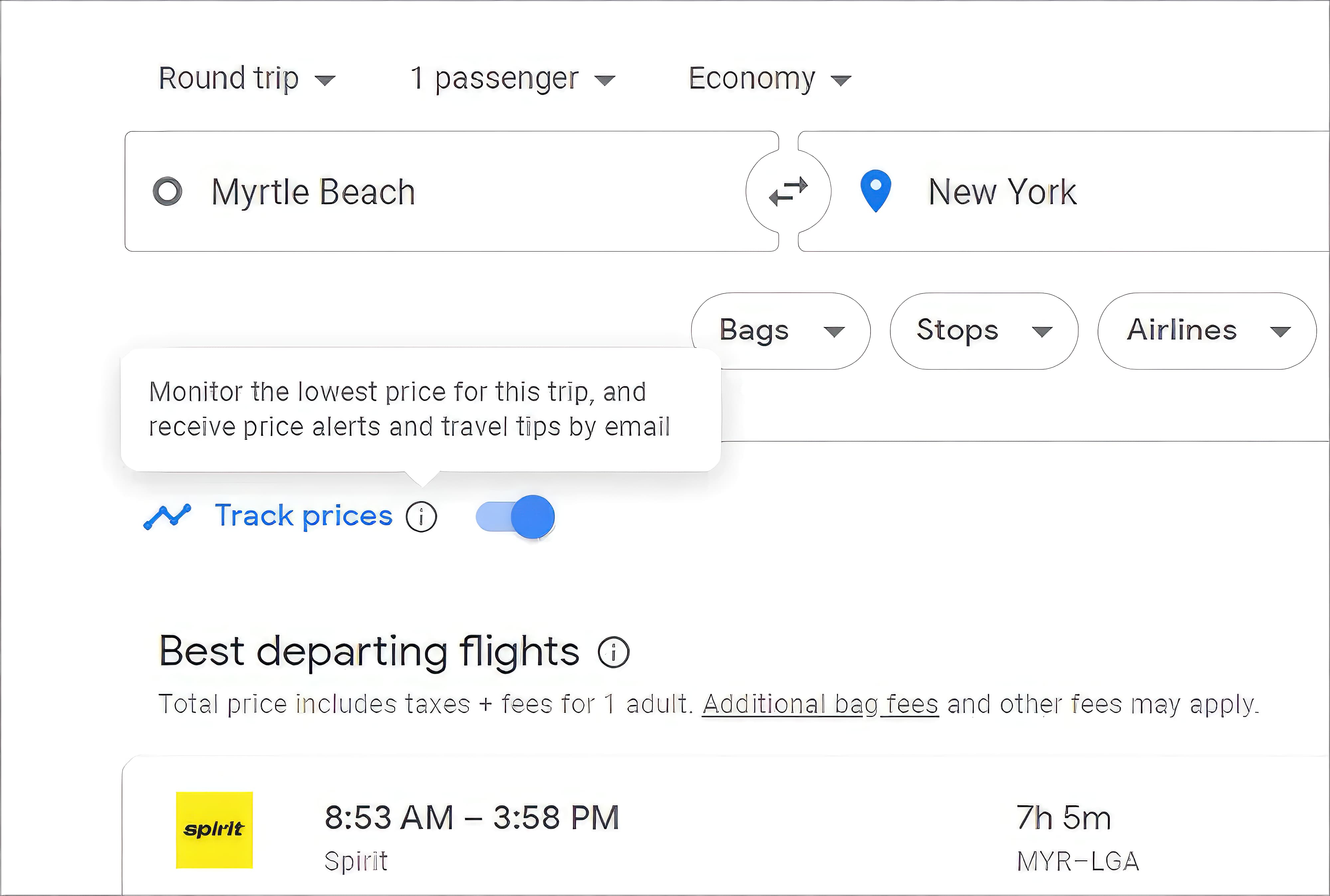 A screenshot of Google Flights Explore on a web browser