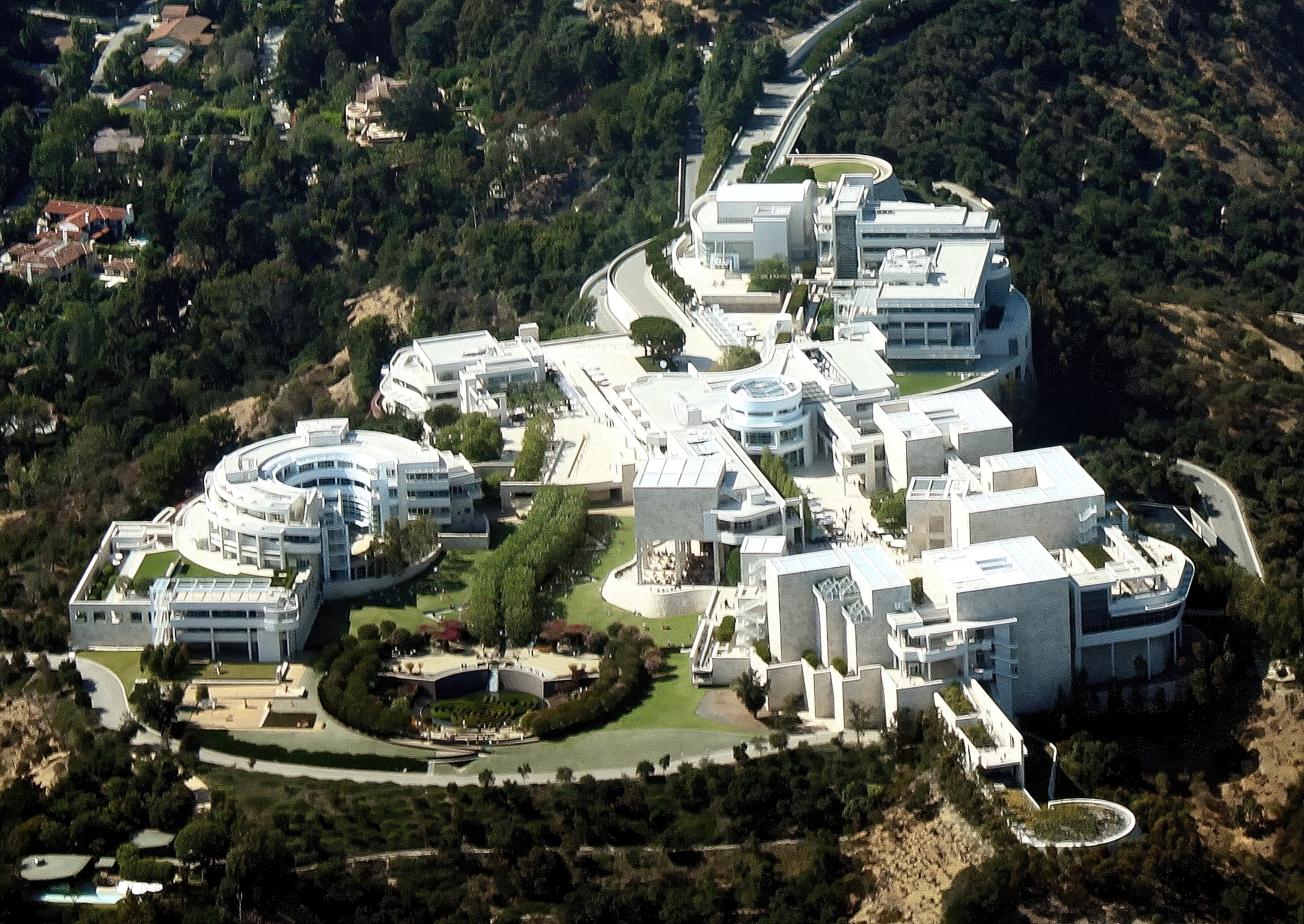 Aerial view of the Getty Center museum