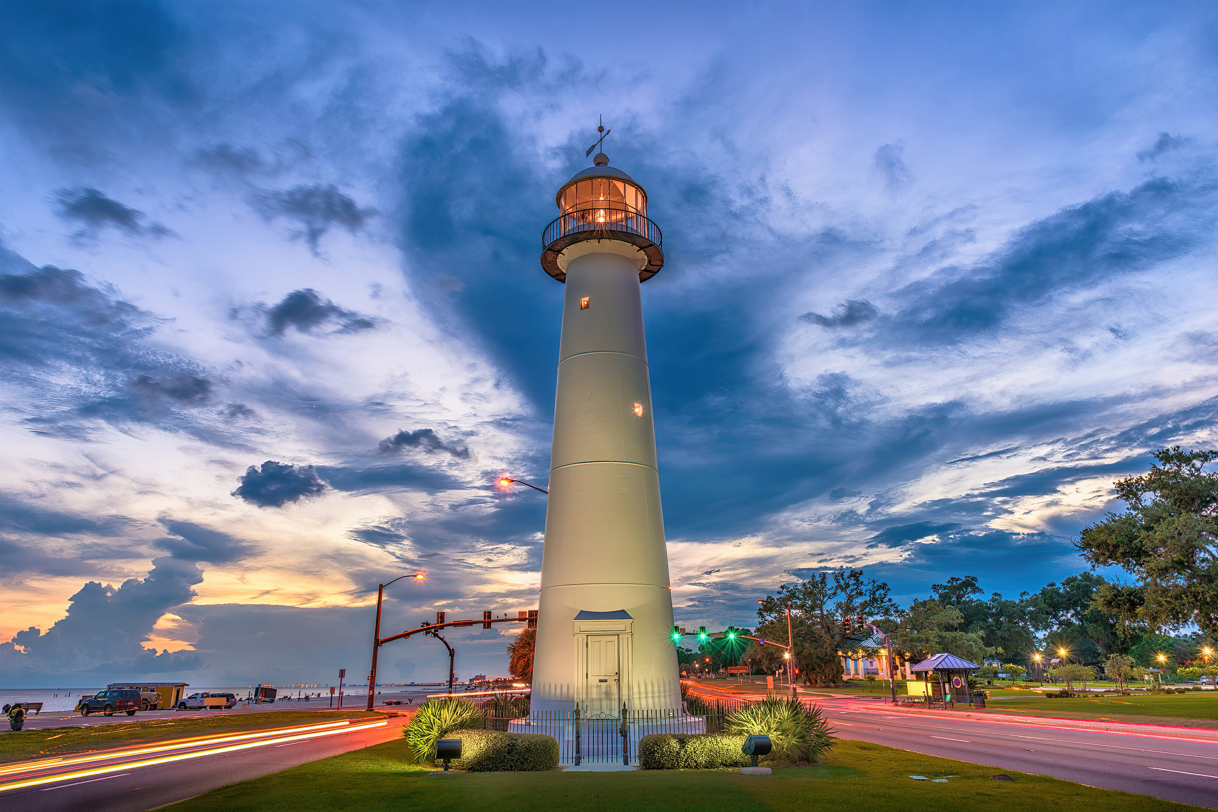 Biloxi, Mississippi, USA Lighthouse at dusk