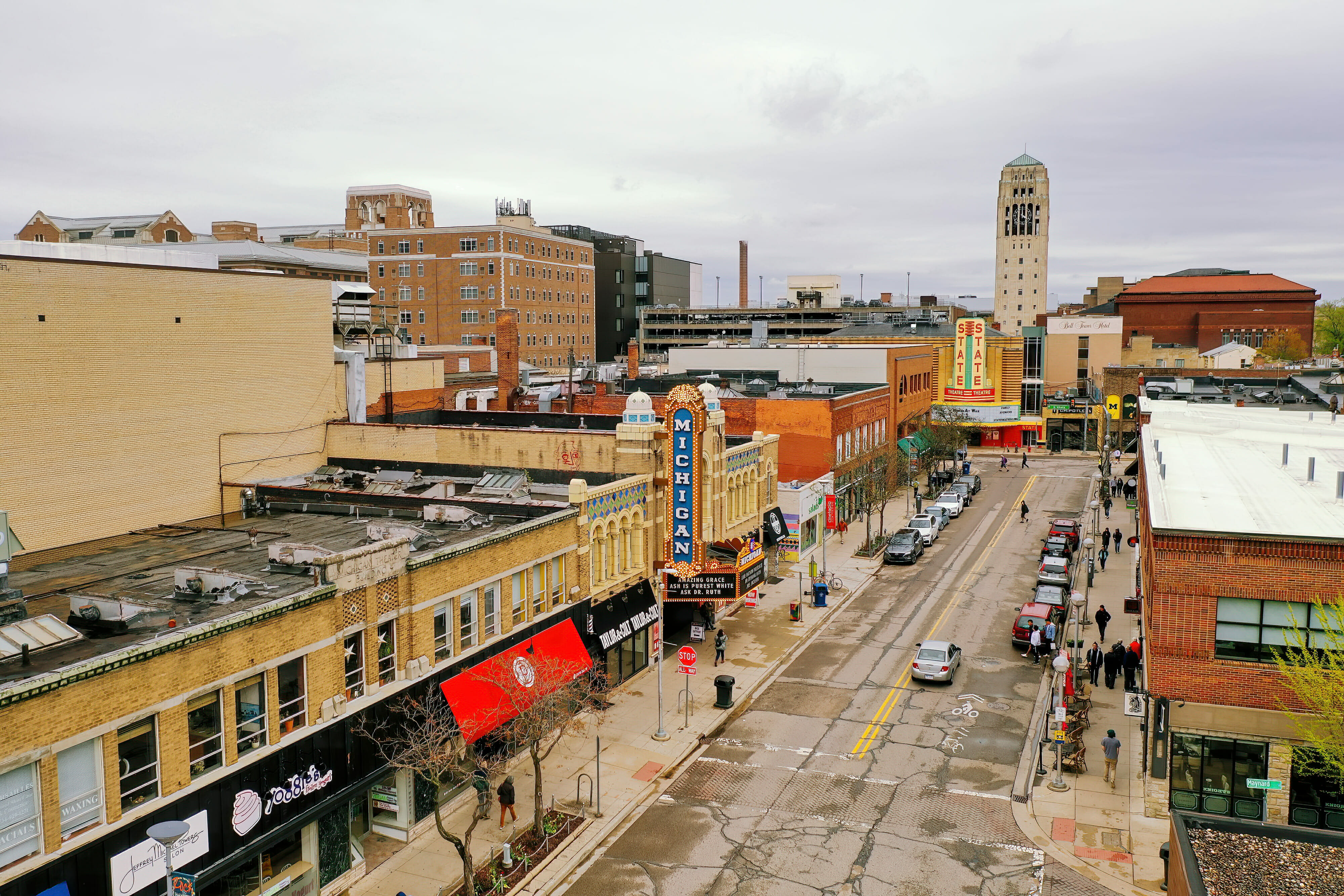Aerial view of Downtown Ann Arbor Michigan