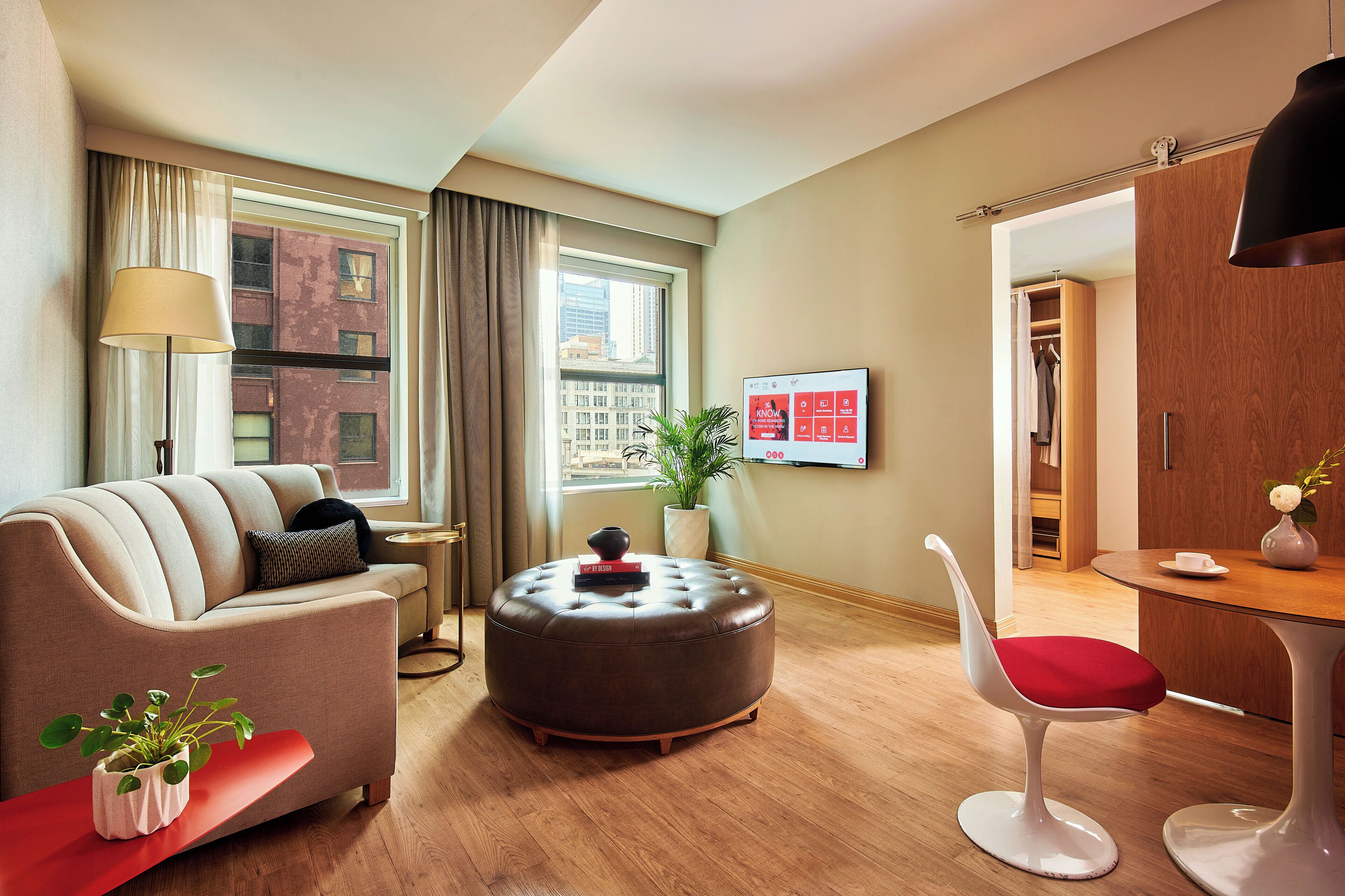 Living room view of Virgin Hotels Chicago