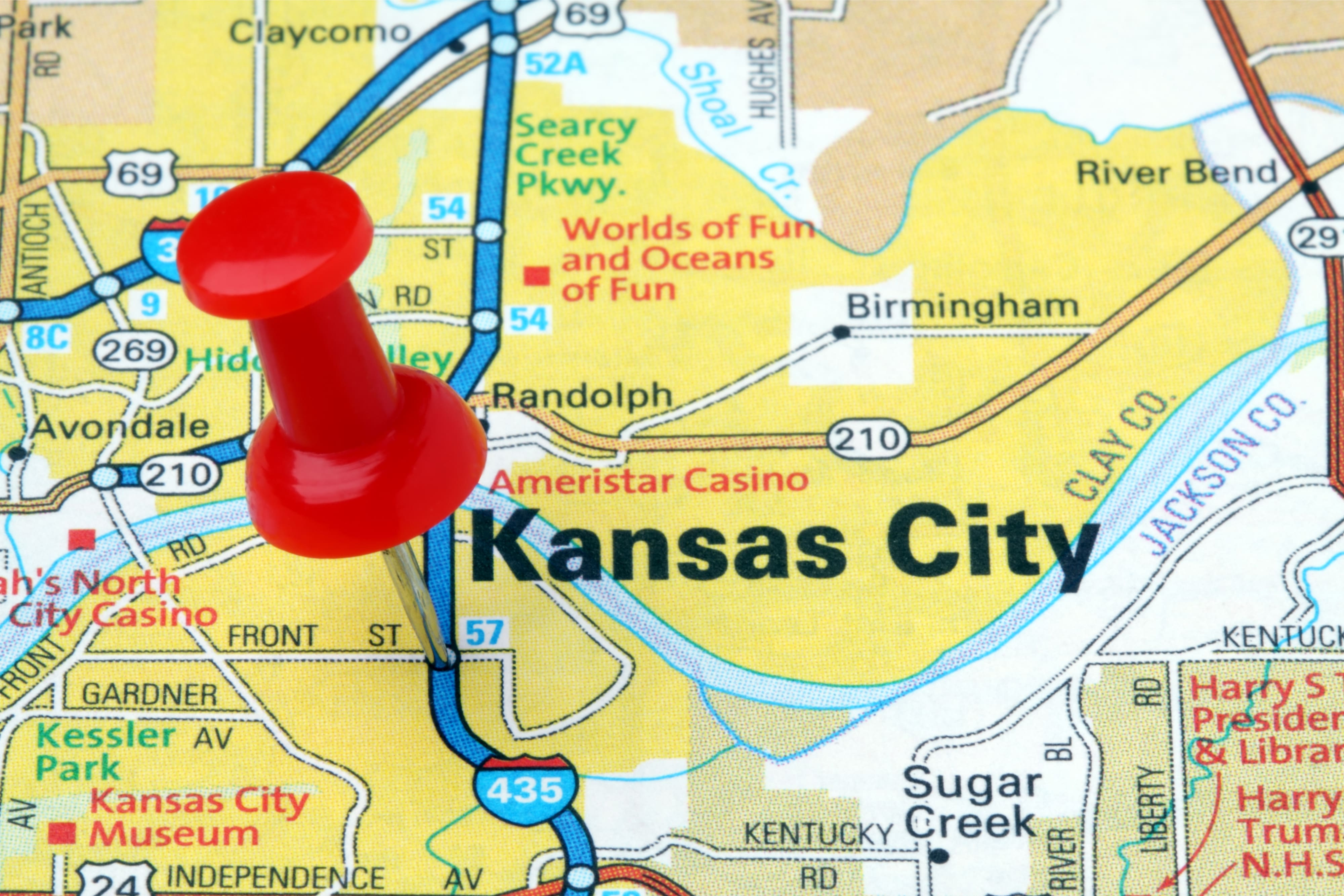 Kansas City on a map